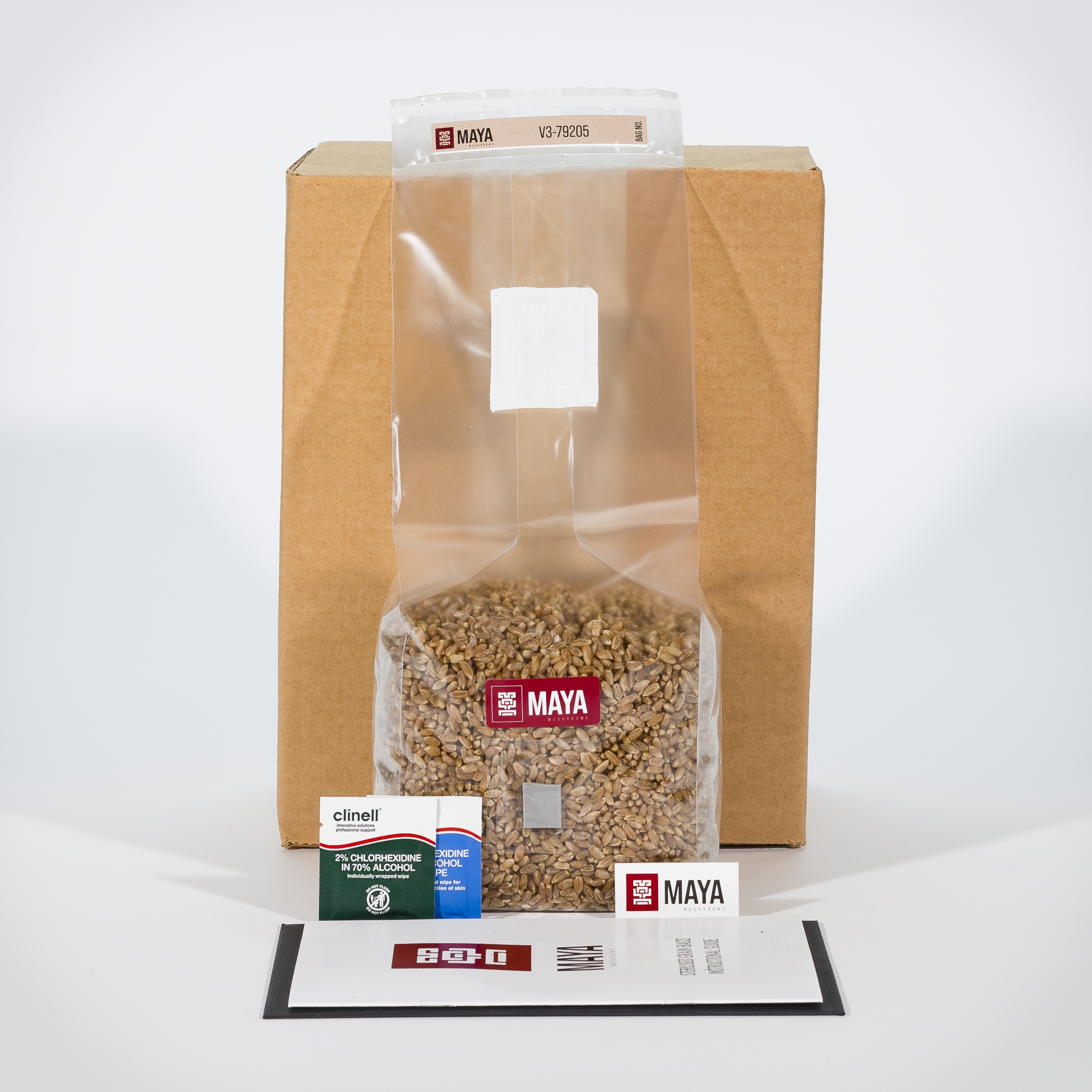 Sterile Rye Grain Spawn Cultivation Kit, 1.5kg - Full kit
