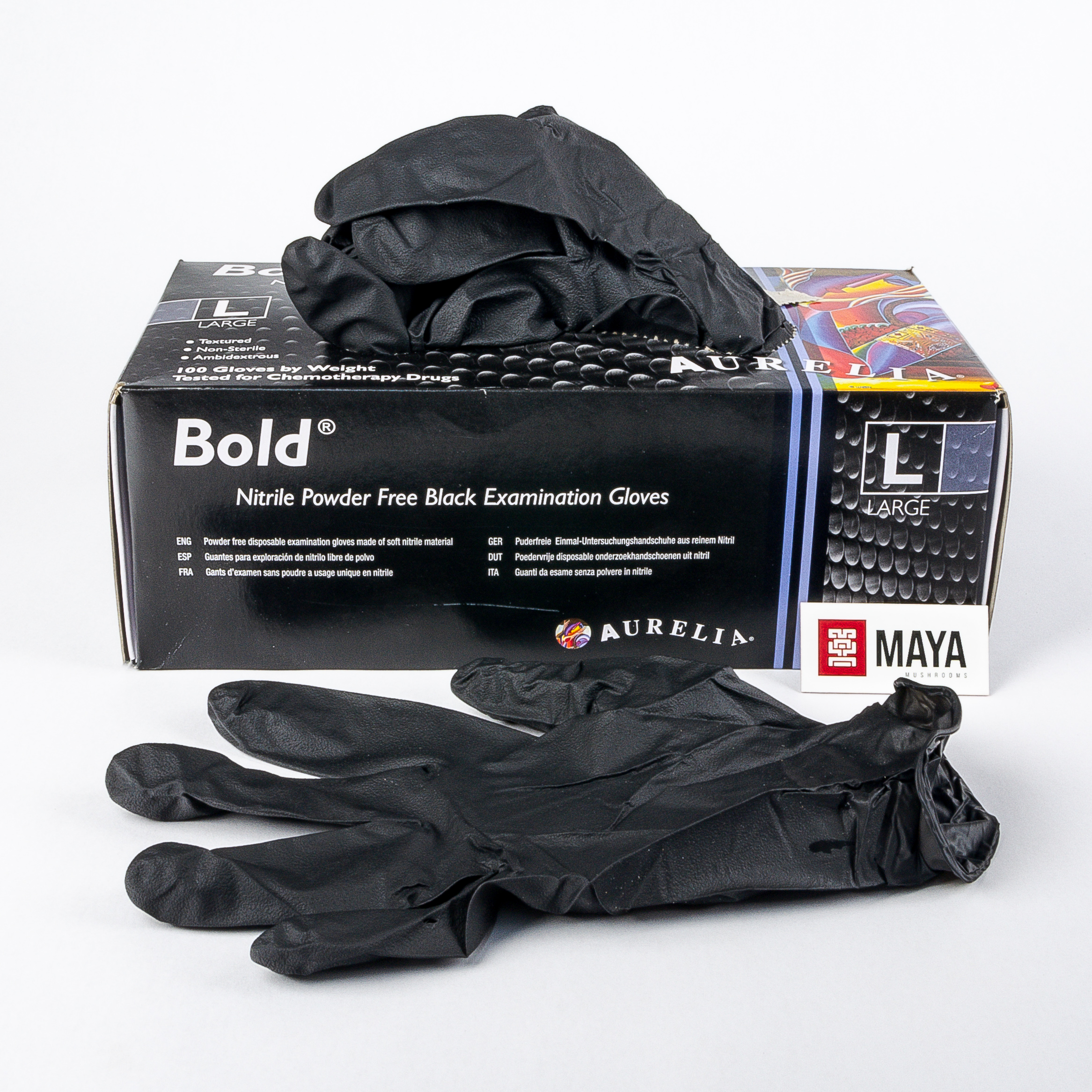 Nitrile Gloves box 100, Aurelia, Bold - Large Opened