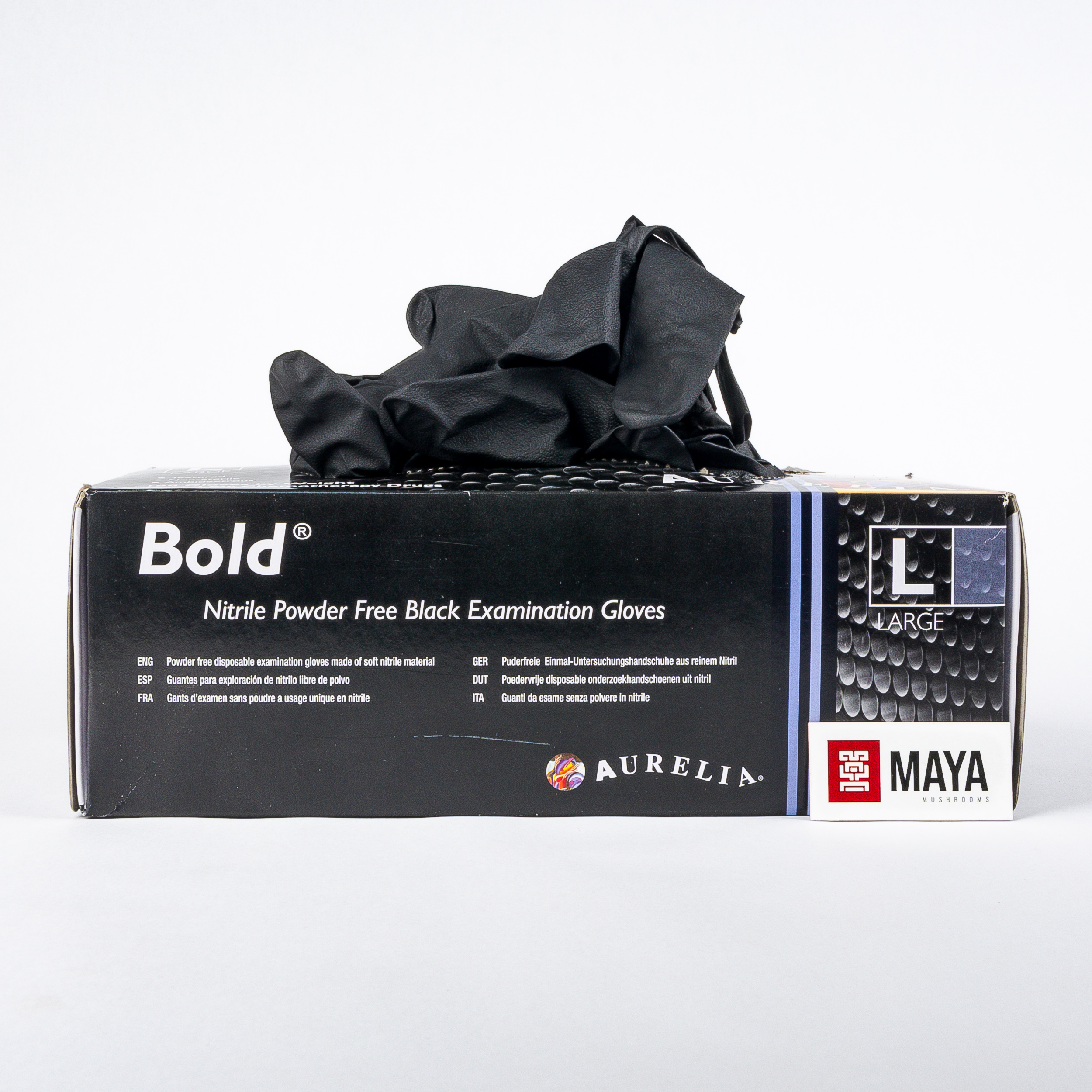 Nitrile Gloves box 100, Aurelia, Bold - Large- open side view